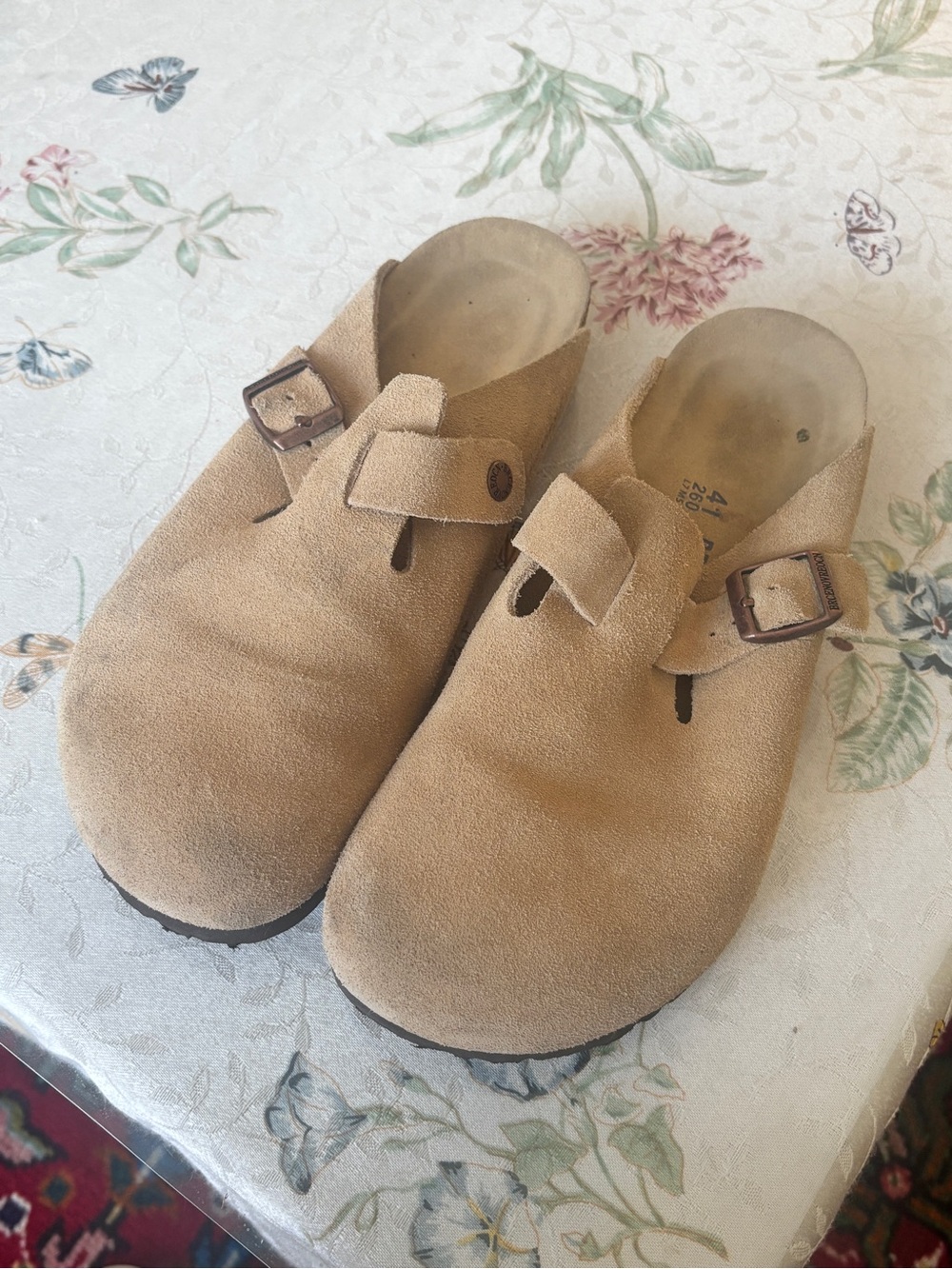 Unisex Tan Suede Slip-On Clogs